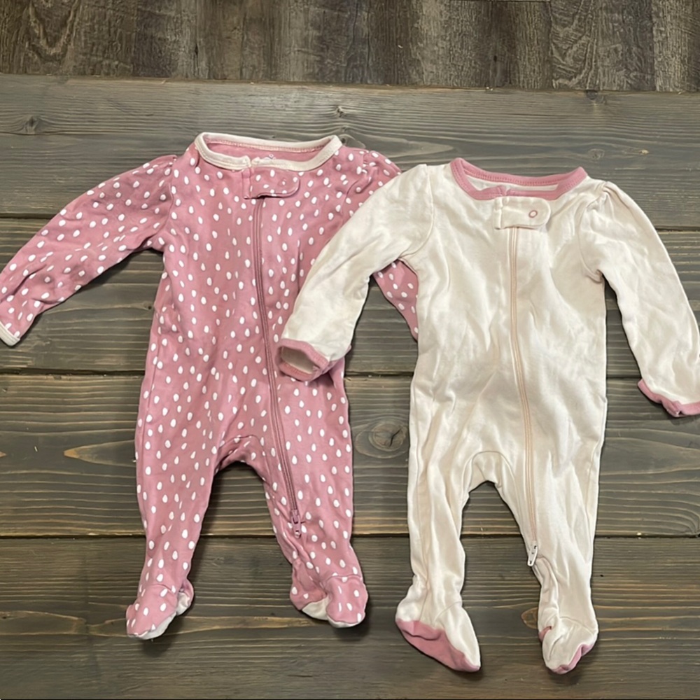 Cloud Island Pink and Cream Footies One Piece Newborn